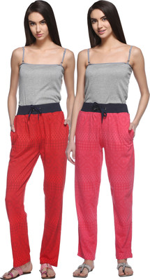 69GAL Printed Women Red, Pink Track Pants