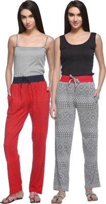 69GAL Printed Women Red, Grey Track Pants