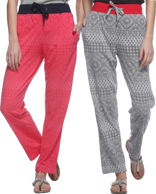 69GAL Printed Women Pink, Grey Track Pants