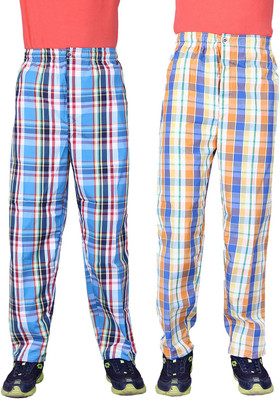 

Belmarsh Indi Men Checkered Pyjama(Pack of 2, Orange;tuquoise