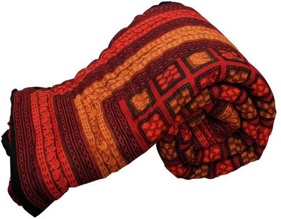 Kamyaart Checkered Double Quilt(Microfiber, Maroon)