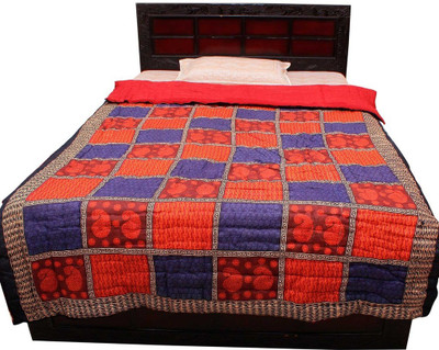

Halowishes Checkered Single Comforter(Cotton, Red)