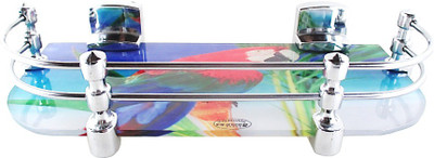 

RoyaL Indian Craft Hard Chrome Bracket 12 by 5 Inch Beautiful Parrot Printed Glass Wall Shelf(Number of Shelves - 1, Multicolor)