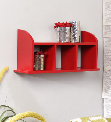 Onlineshoppee Beautiful Red Wooden Wall Shelf(Number of Shelves - 3, Red)