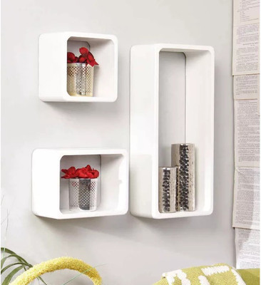 

Onlineshoppee Cube MDF Wall Shelf(Number of Shelves - 3, White)