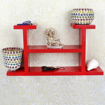 

OSE MDF WOOD WALL MOUNTED 6 DESIGNER SHELF Wooden Wall Shelf(Number of Shelves - 6, Red)