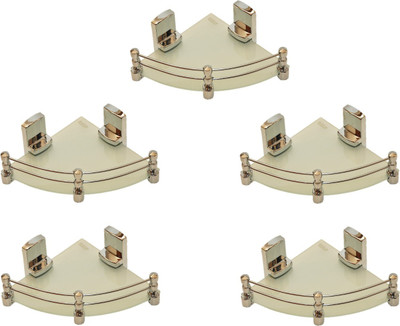 

RoyaL Indian Craft 8 By 8Inch Full Frosted (Pack of 5) Glass Wall Shelf(Number of Shelves - 5, White, Beige)