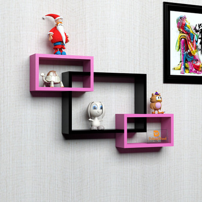 

DriftingWood Intersecting Mounted Set Of 3 Rack Shelves/Shelf High Quality Wooden Home Decor Home D�cor Wall Shelf Wooden Wall Shelf(Number of Shelves - 3, Pink, Black)