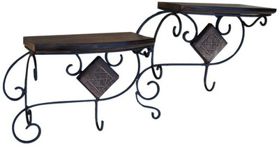 

Zuniq Wooden, Cast Iron Wall Shelf(Number of Shelves - 2, Black, Brown)