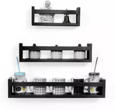

Onlineshoppee Wall Decor Multipurpose MDF Wall Shelf(Number of Shelves - 3, Black)