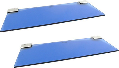 

RoyaL Indian Craft Brass Bracket 12 By 5 Inch Floating Glass Wall Shelf(Number of Shelves - 2, Blue)