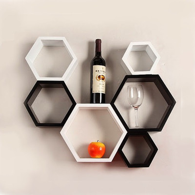 Usha Furniture Wooden Wall Shelf(Number of Shelves - 6, Black, White) Usha Furniture Wooden Wall Shelf(Number of Shelves - 6, Black, White)