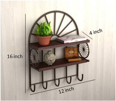 

Home Sparkle Carriage Style Wooden, Iron Wall Shelf(Number of Shelves - 2, Brown)