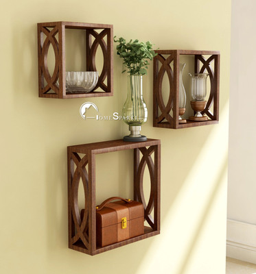 Home Sparkle Cubical Wooden Wall Shelf(Number of Shelves - 3, Brown) Flipkart