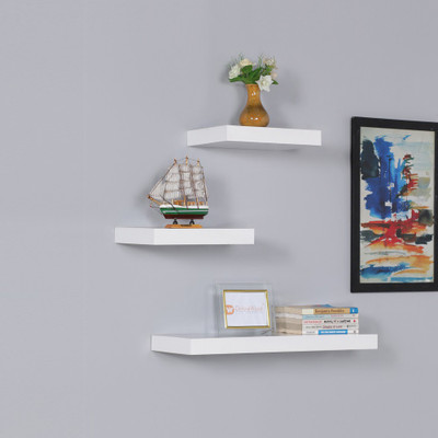 

DriftingWood Storage Set Of 3 Rack Shelves/Shelf High Quality Wooden Home Decor Wall Shelf Wooden Wall Shelf(Number of Shelves - 3, White)