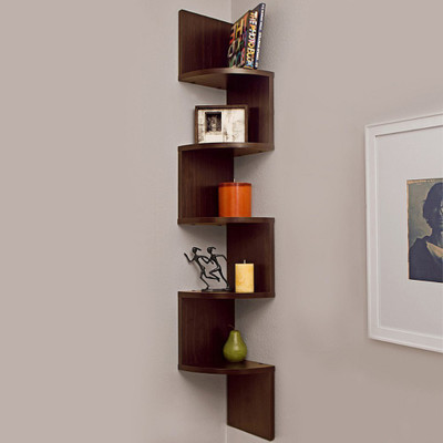 

Custom Decor Zig Zag Corner Wooden Wall Shelf(Number of Shelves - 5, Brown)