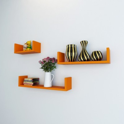 

Onlineshoppee Wooden Wall Shelf(Number of Shelves - 3, Orange)