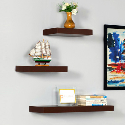 

DriftingWood Storage Set Of 3 Rack Shelves/Shelf High Quality Wooden Home Decor Wall Shelf Wooden Wall Shelf(Number of Shelves - 3, Brown)