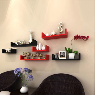 

Decorhand Wooden Wall Shelf(Number of Shelves - 6, Red, Black)