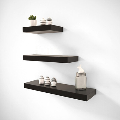 

DriftingWood Floating Storage Set Of 3 Rack Shelves/Shelf High Quality Wooden Home Decor Wall Shelf Wooden Wall Shelf(Number of Shelves - 3, Black)