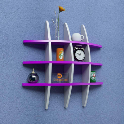 

DriftingWood Globe Shape Mounted Rack Shelves/Shelf High Quality Wooden Home Decor Wall Shelf Wooden Wall Shelf(Number of Shelves - 6, Purple, White)