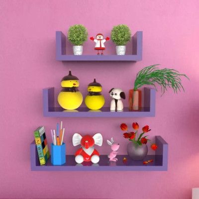 

Onlineshoppee U Shape MDF Wall Shelf(Number of Shelves - 3, Purple)