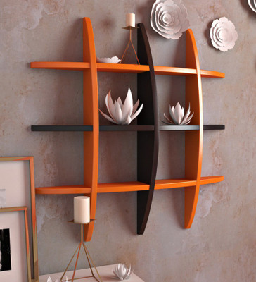 Artesia Wooden Wall Shelf(Number of Shelves - 1, Brown, Orange)