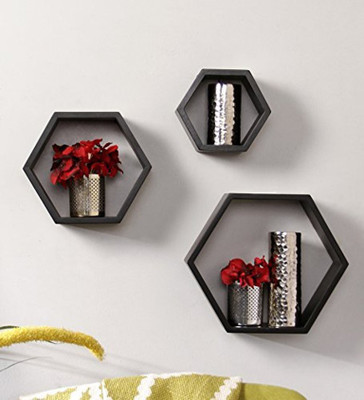 Onlineshoppee Wooden Wall Shelf(Number of Shelves - 3, Brown)