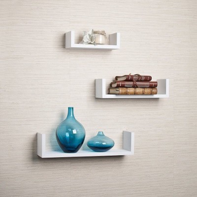 Decor Arts U Shape Wooden Wall Shelf(Number of Shelves - 3, White) at flipkart