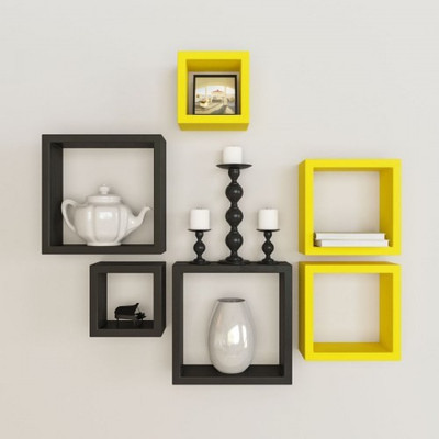 

Usha Furniture Wooden Wall Shelf(Number of Shelves - 6, Black, Yellow)
