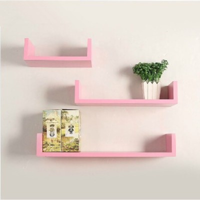 Onlineshoppee AFR514 Wooden Wall Shelf(Number of Shelves - 3, Pink)