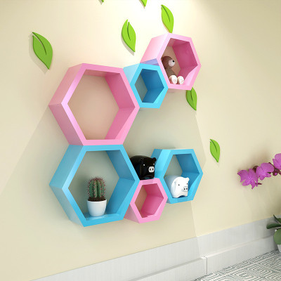 

Hardika Furniture hexagon MDF Wall Shelf(Number of Shelves - 6, Pink, Blue)