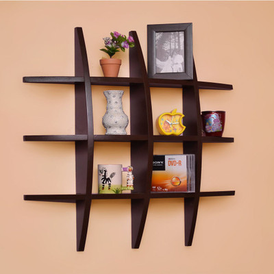 

BM Wood Furniture Globe Shape Brown Wooden Wall Shelf(Number of Shelves - 12)
