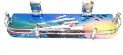 

RoyaL Indian Craft 18 By 5 Inch Printed Glass Wall Shelf(Number of Shelves - 1, Multicolor)