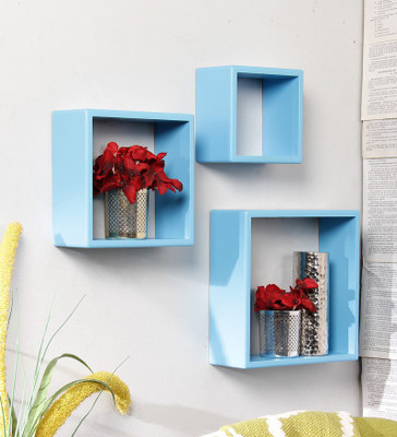 

Onlineshoppee Square MDF Wall Shelf(Number of Shelves - 3, Blue)