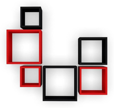 

VAS Collection Home MDF Wall Shelf(Number of Shelves - 6, Black, Red)