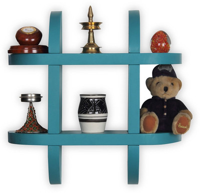 

Onlineshoppee Wooden Wall Shelf(Number of Shelves - 2, Blue)