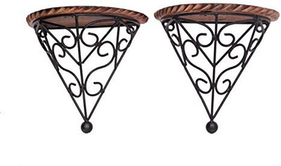 

Desi Karigar Wooden, Iron Wall Shelf(Number of Shelves - 2)