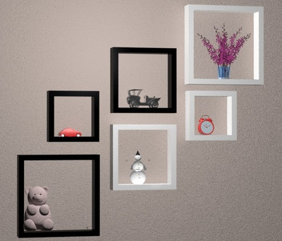 

Ganeshaas GHWSDS011BW Square Double Black'nWhite MDF Wall Shelf(Number of Shelves - 6, Black, White)