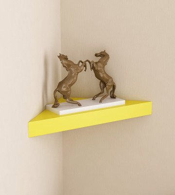 HOME SPARKLE Triangular MDF (Medium Density Fiber) Wall Shelf(Number of Shelves - 1, Yellow)