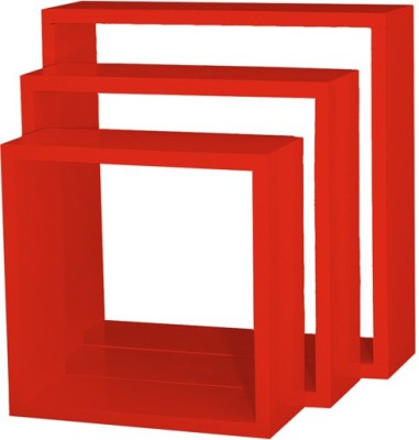 Custom Decor Nesting Wooden Wall Shelf(Number of Shelves - 3, Red)
