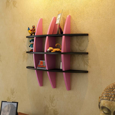 

DriftingWood Globe Shape Mounted Rack Shelves/Shelf High Quality Wooden Home Decor Wall Shelf Wooden Wall Shelf(Number of Shelves - 6, Pink, Black)
