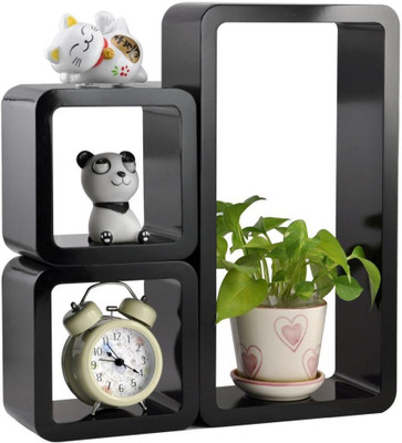 

Usha Furniture Set of 3 Floating Storage Wall Rack Shelves Wooden Wall Shelf(Number of Shelves - 3, Black)