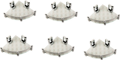 

RoyaL Indian Craft 8 By 8Inch White Pattern Printed (Pack of 6) Glass Wall Shelf(Number of Shelves - 6, Clear, White)