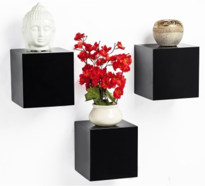 

Onlineshoppee Wooden Wall Shelf(Number of Shelves - 3, Black)