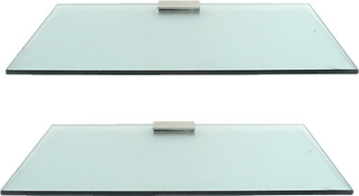 

RoyaL Indian Craft Brass Bracket Sea Green 12 By 5 inch (pack of 2) Glass Wall Shelf(Number of Shelves - 2, Green)