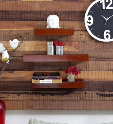 

Onlineshoppee Wooden Wall Shelf(Number of Shelves - 3, Brown)