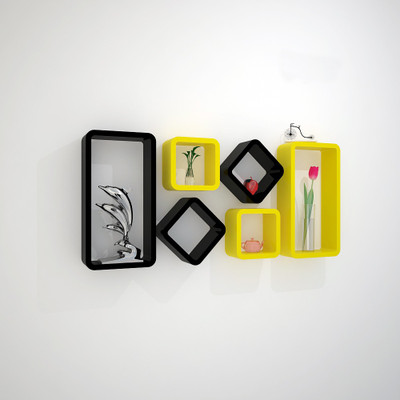 

Decoration Shop Decoration Shop Wall Shelf Set of Six Cube Rectangle Designer Wall Rack Shelves - Yellow & Black MDF Wall Shelf(Number of Shelves - 6, Yellow, Black)