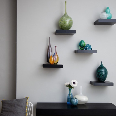 The New Look MW21 Wooden Wall Shelf(Number of Shelves - 5, Black)