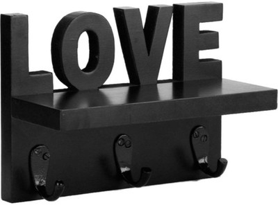 

Decorhand Love Key holder Wooden Wall Shelf(Number of Shelves - 1, Black)